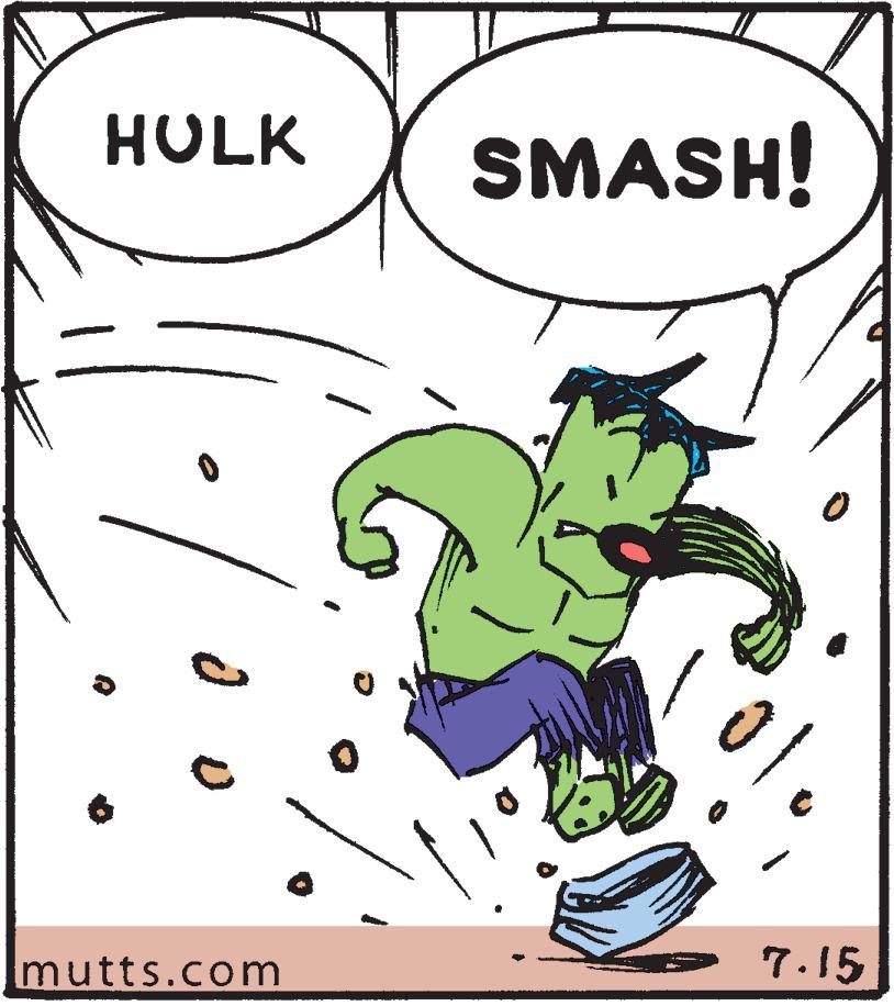 Fictional character OCR: HULK SMASH! mutts.com 7.15 HULK SMASH! mutts.com 7.15