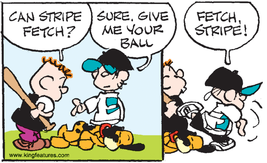 Happy OCR: CAN STRIPE SURE. GIVE ME YOUR BALL FETCHSTRIPE! FETCH? www.kingfeatures.com CAN STRIPE SURE. GIVE ME YOUR BALL FETCHSTRIPE! FETCH? www.kingfeatures.com