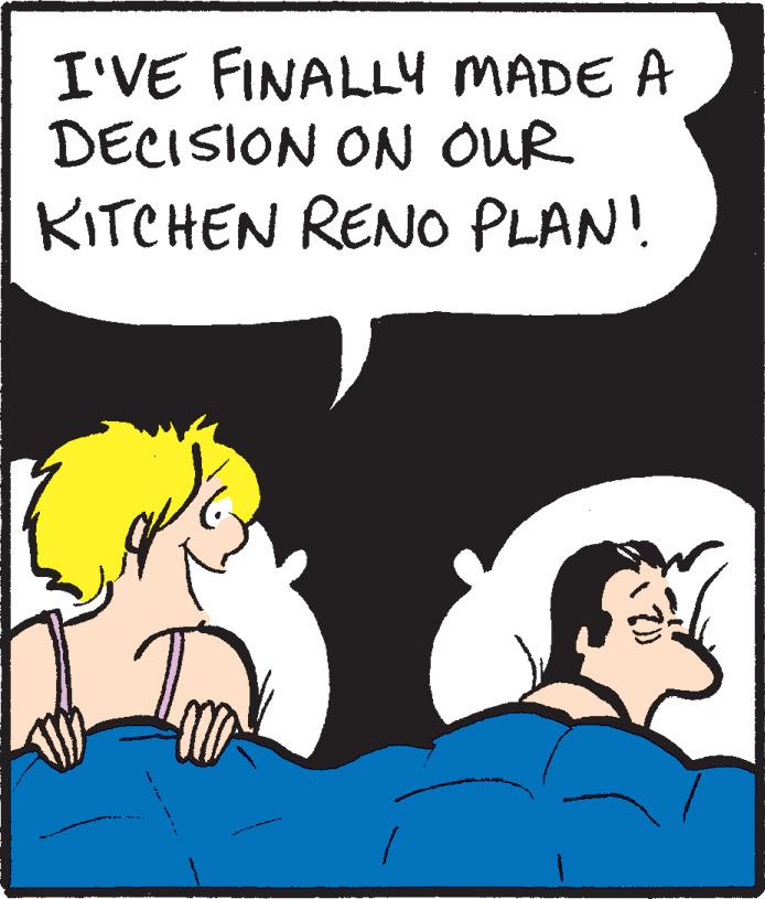 Animated cartoon OCR: I'VE FINALLY MADE A DECISION ON OUR KITCHEN RENO PLAN! I'VE FINALLY MADE A DECISION ON OUR KITCHEN RENO PLAN!