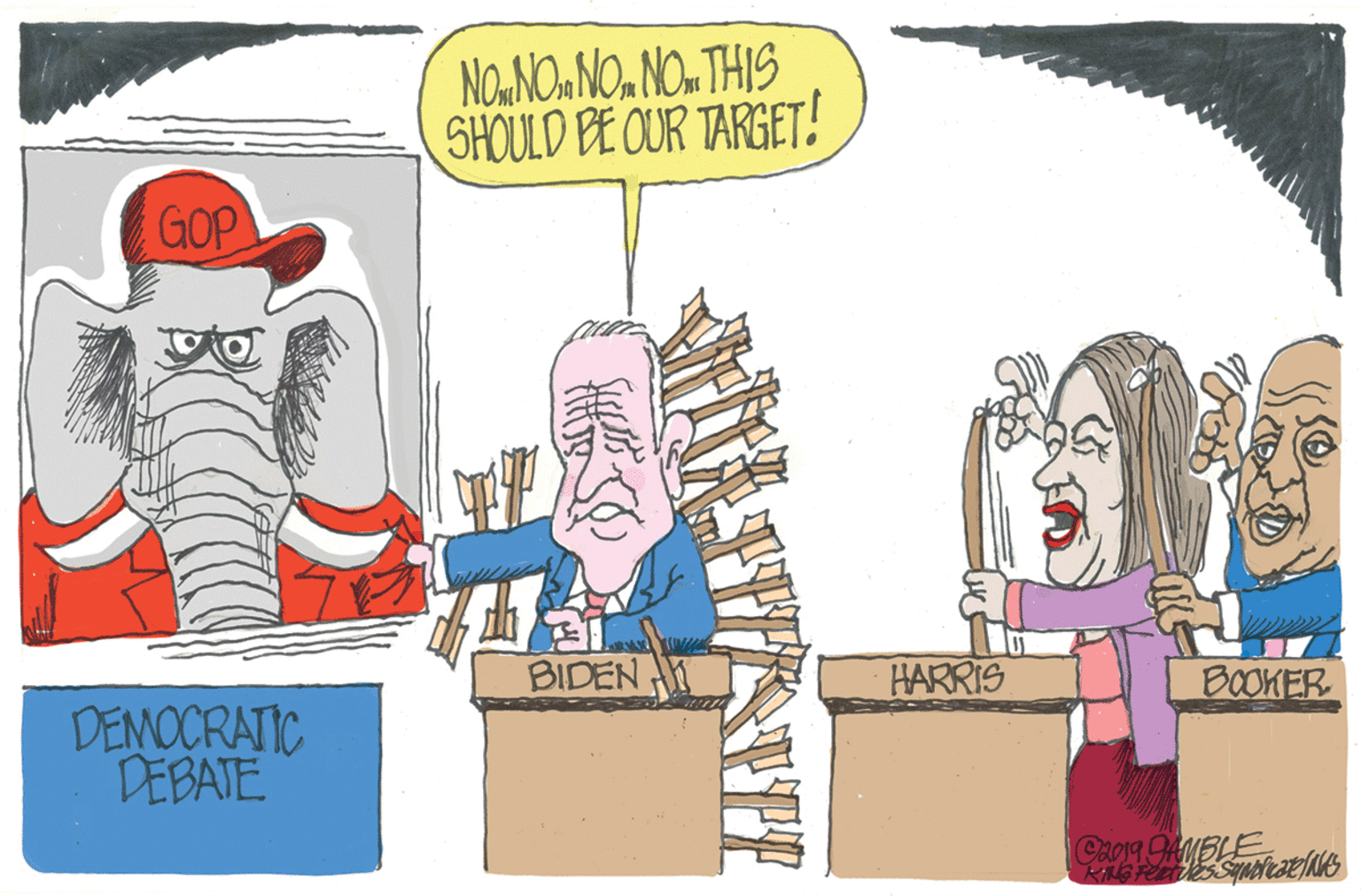 People OCR: NoNOANO. NOTHIS SHOULD PE OUR TARGET! GOP BIDEN HARRIS BOOKER DEMOCRATIC DEBATE ? NoNOANO. NOTHIS SHOULD PE OUR TARGET! GOP BIDEN HARRIS BOOKER DEMOCRATIC DEBATE ?