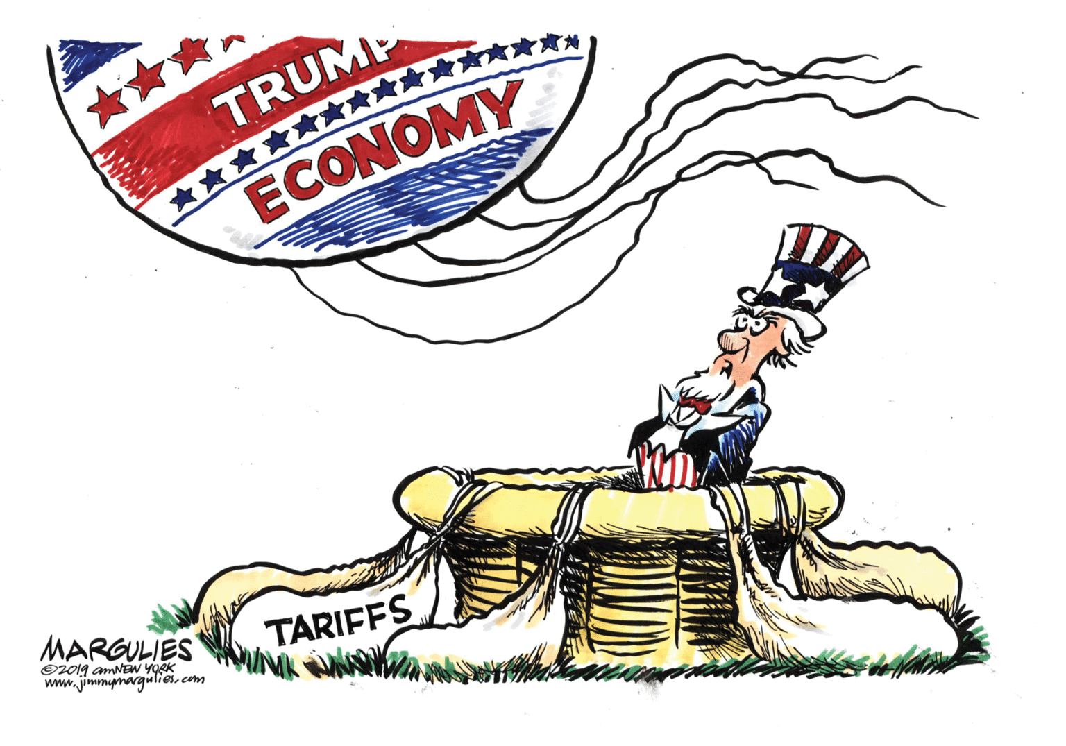 Line art OCR: TRUMP **** ECONOMY MARGULIES O201g amNEW YYRK www.jimmymargulieicom TARIFFS TRUMP **** ECONOMY MARGULIES O201g amNEW YYRK www.jimmymargulieicom TARIFFS