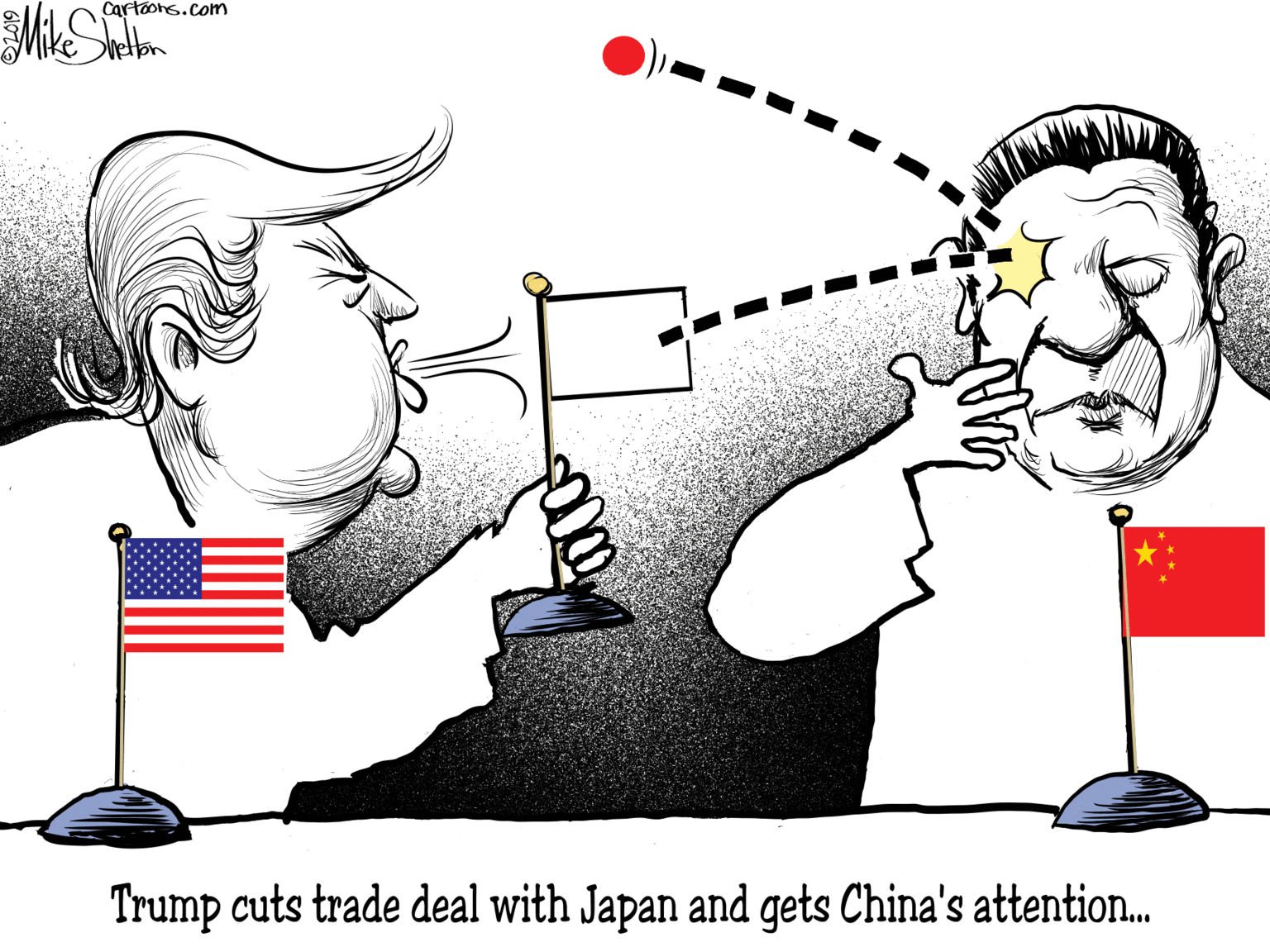 Smoking accessory OCR: Cartoons.com Trump cuts trade deal with Japan and gets China's attention. Cartoons.com Trump cuts trade deal with Japan and gets China's attention.