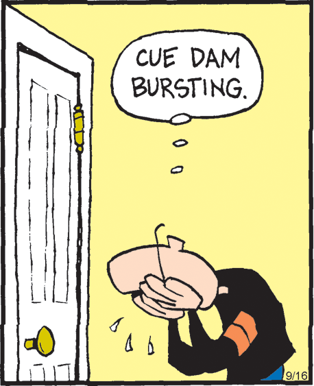 Graphics OCR: CUE DAM BURSTING. 9/16 CUE DAM BURSTING. 9/16