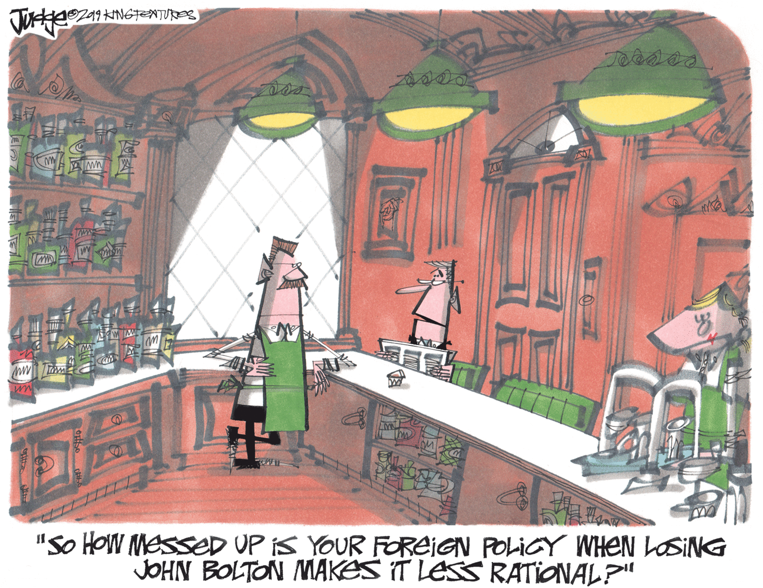 Artwork OCR: "So HOW MesseD UP iS YOUR FOREIGN POLICY WHEN LOSING JOHN BOLTON MAKES IT LESS RATIONAL?" "So HOW MesseD UP iS YOUR FOREIGN POLICY WHEN LOSING JOHN BOLTON MAKES IT LESS RATIONAL?"