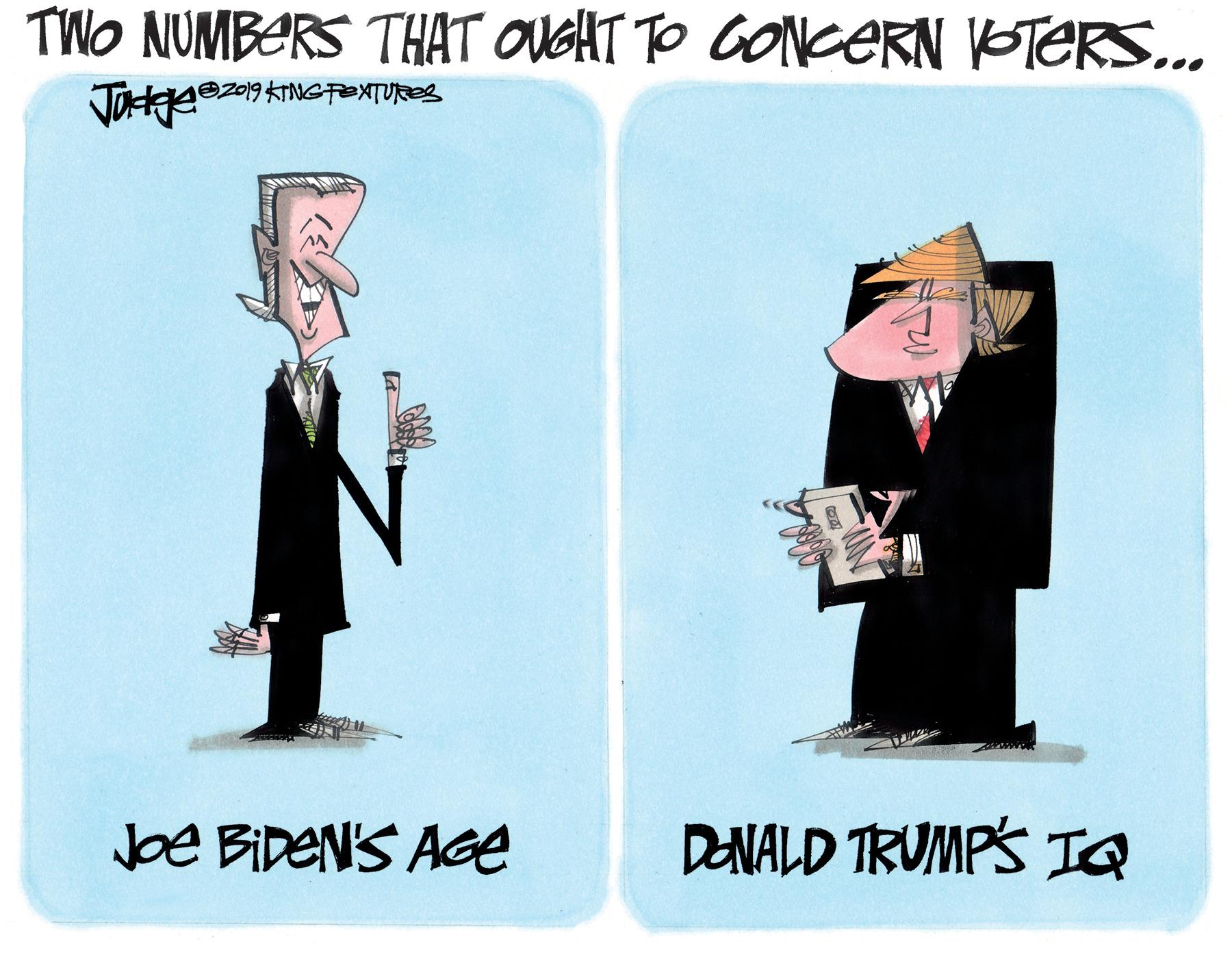 Humour OCR: TWO NUMBERS THAT OUGHT TO CONCERN KTERS.. Z019 KTNGFEXTURES Jbe BIDEN'S AGe DNALD TRUMPS IQ TWO NUMBERS THAT OUGHT TO CONCERN KTERS.. Z019 KTNGFEXTURES Jbe BIDEN'S AGe DNALD TRUMPS IQ