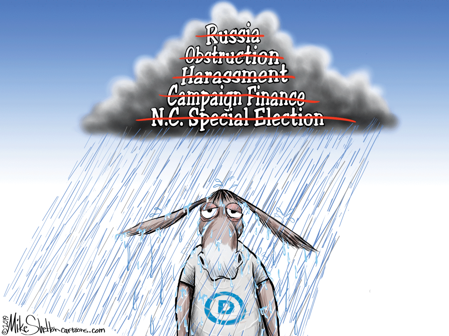 Electric blue OCR: Russia Obstruction Harassment Campaign Finance N.C. Special Election letbncartoons.com Russia Obstruction Harassment Campaign Finance N.C. Special Election letbncartoons.com