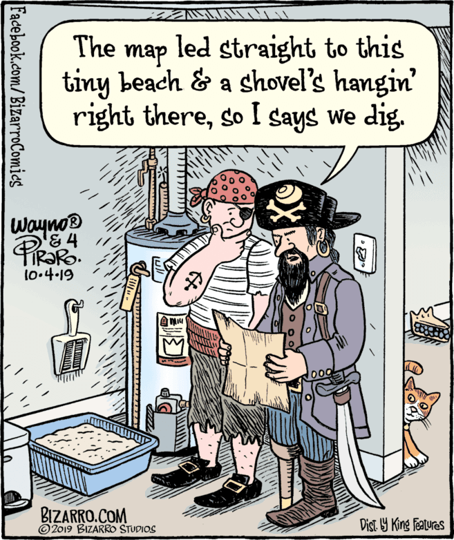 Comic book OCR: The led straight to this map tiny beach & a shovel's hangin' right thereso I says we dig. Wayno® '&4 lo.4-19 BIZARRO.COM © 2019 BIZARRO STUDIOS Dist. Y King Features Facebook.com/BizarroComics The led straight to this map tiny beach & a shovel's hangin' right thereso I says we dig. Wayno® '&4 lo.4-19 BIZARRO.COM © 2019 BIZARRO STUDIOS Dist. Y King Features Facebook.com/BizarroComics
