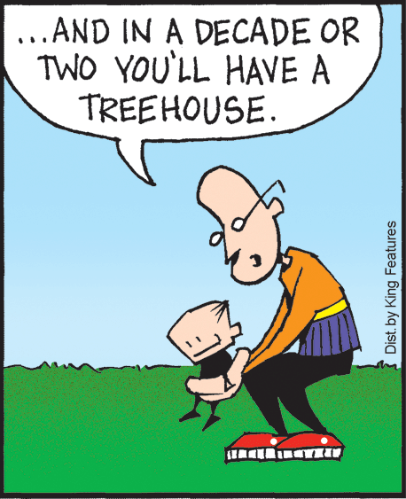 Handwriting OCR: ...AND IN A DECADE OR TWO YOU'LL HAVE A TREEHOUSE. Dist. by King Features ...AND IN A DECADE OR TWO YOU'LL HAVE A TREEHOUSE. Dist. by King Features