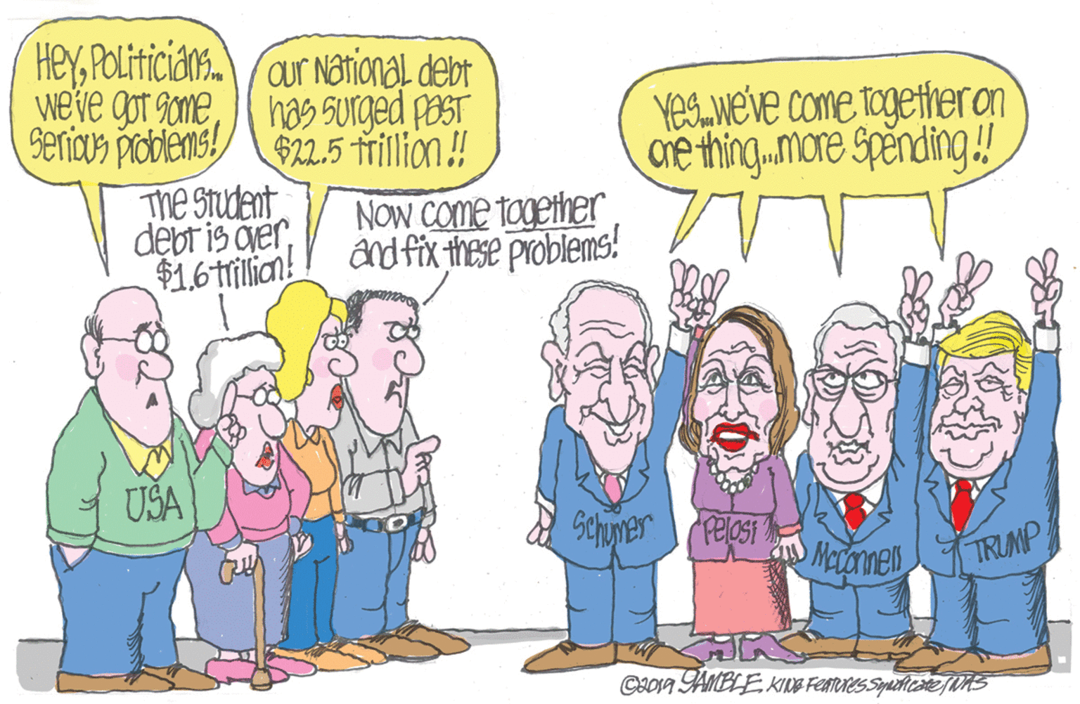 Interaction OCR: HEYPOLiticians. /aur Narional debt We've got 9omeseriaus prodlems! 22.5 frillion ! The Student debt is ger$1.6 Tillian! has surged paST Yeswe've come Togetheron cre thing.more Spending! NOW Come tagether and fix these problems! USA Sehuner Pelosi TRUMP HEYPOLiticians./aur Narional debt We've got 9omeseriaus prodlems! 22.5 frillion ! The Student debt is ger$1.6 Tillian! has surged paST Yeswe've come Togetheron cre thing.more Spending! NOW Come tagether and fix these problems! USA Sehuner Pelosi TRUMP