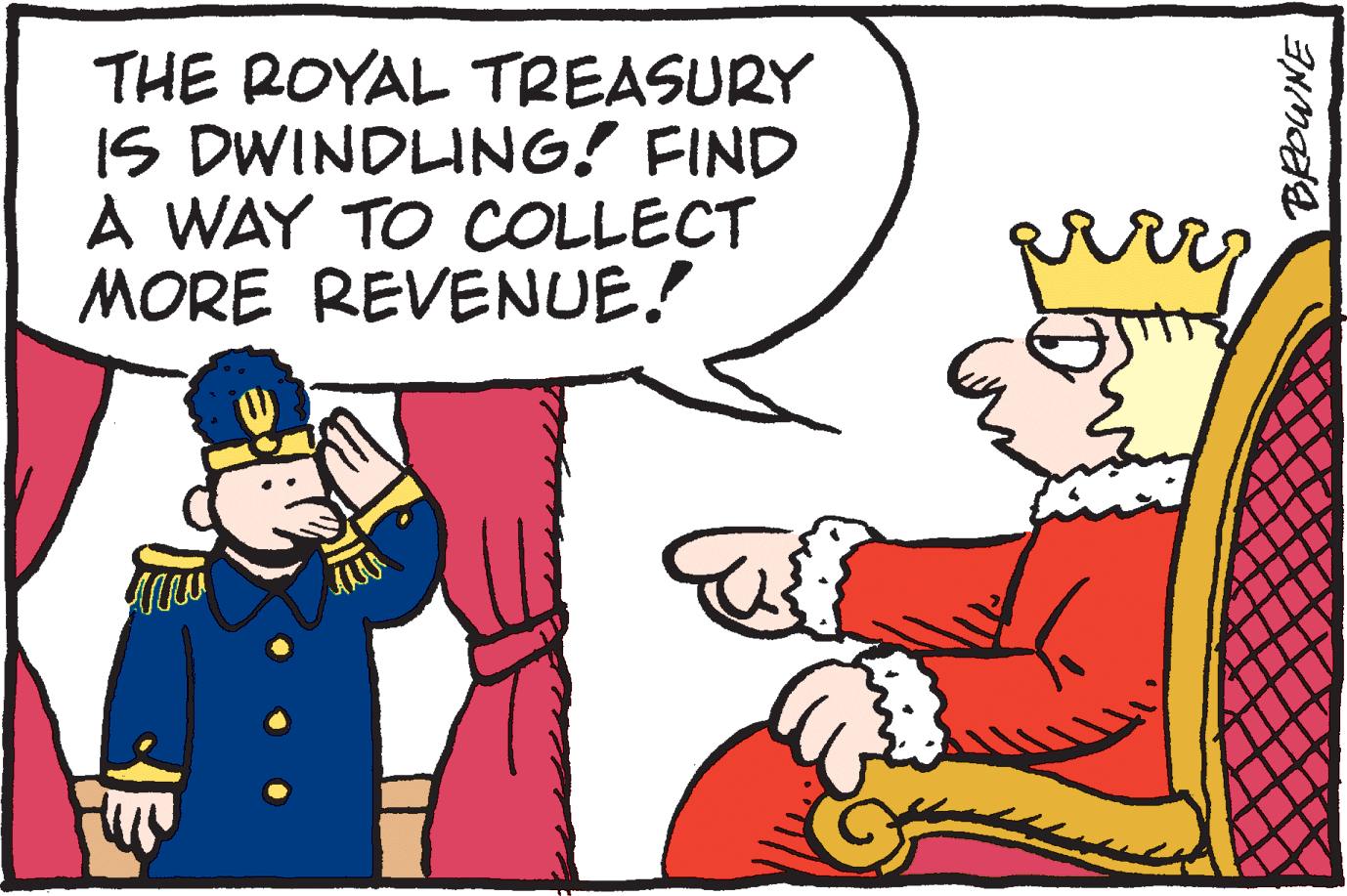 Gesture OCR: THE ROYAL TREASURY IS DWINDLING! FIND A WAY TO COLLECT MORE REVENUE! prry THE ROYAL TREASURY IS DWINDLING! FIND A WAY TO COLLECT MORE REVENUE! prry
