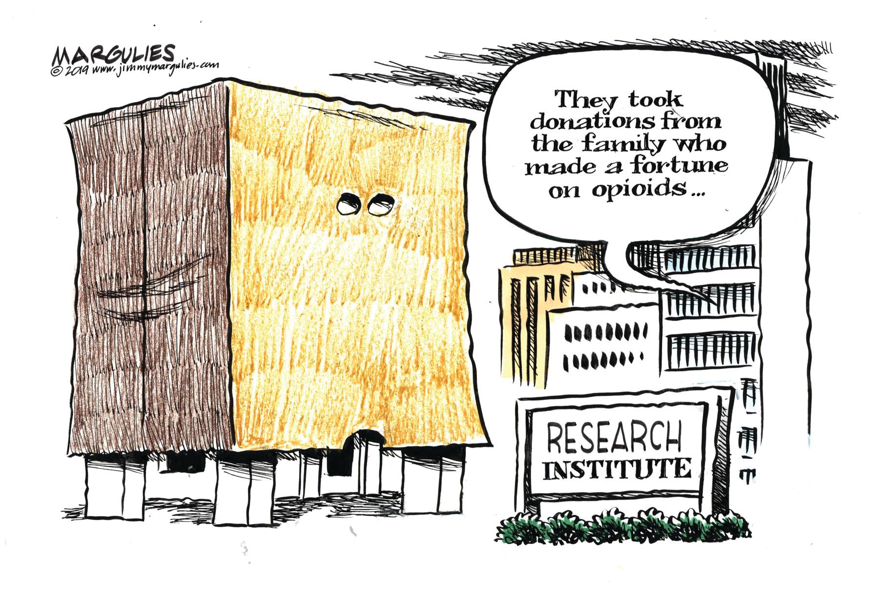 Fiction OCR: MARGULIES Ožoi www. jimmymargulies.com They took donations from the family who made a fortune on opioids. RESEARCH INSTITUTE MARGULIES Ožoi www. jimmymargulies.com They took donations from the family who made a fortune on opioids. RESEARCH INSTITUTE