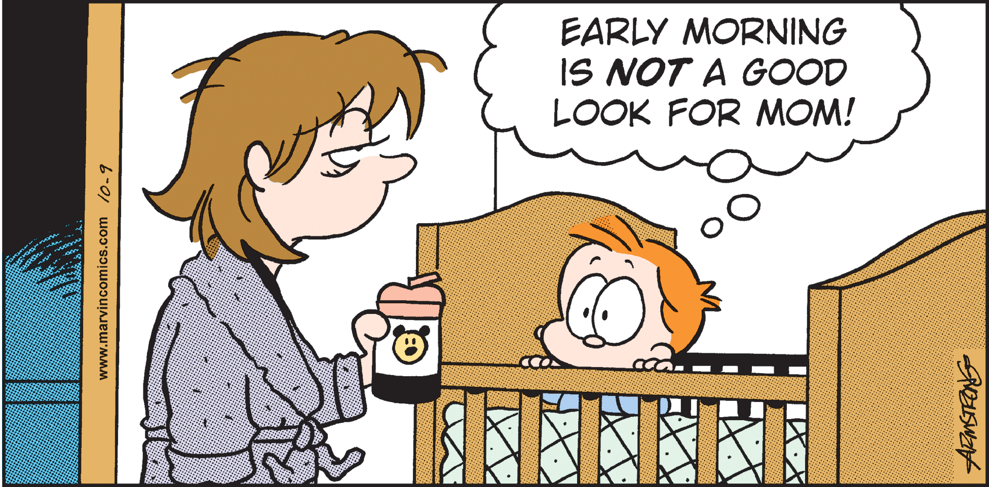 Blond OCR: EARLY MORNING IS NOT A GOOD LOOK FOR MOM! www.marvincomics.com /0-9 EARLY MORNING IS NOT A GOOD LOOK FOR MOM! www.marvincomics.com /0-9