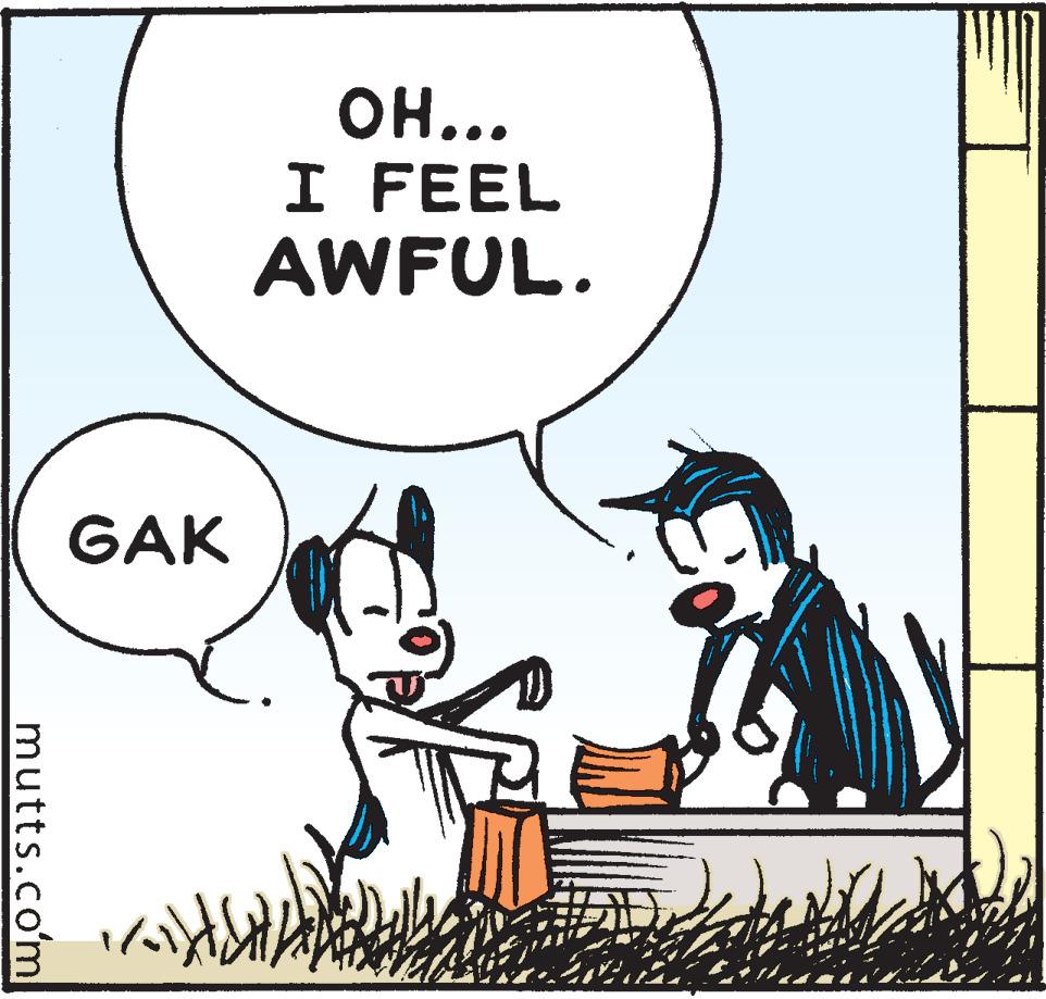 Line OCR: OH... I FEEL AWFUL. GAK mutts.com OH... I FEEL AWFUL. GAK mutts.com
