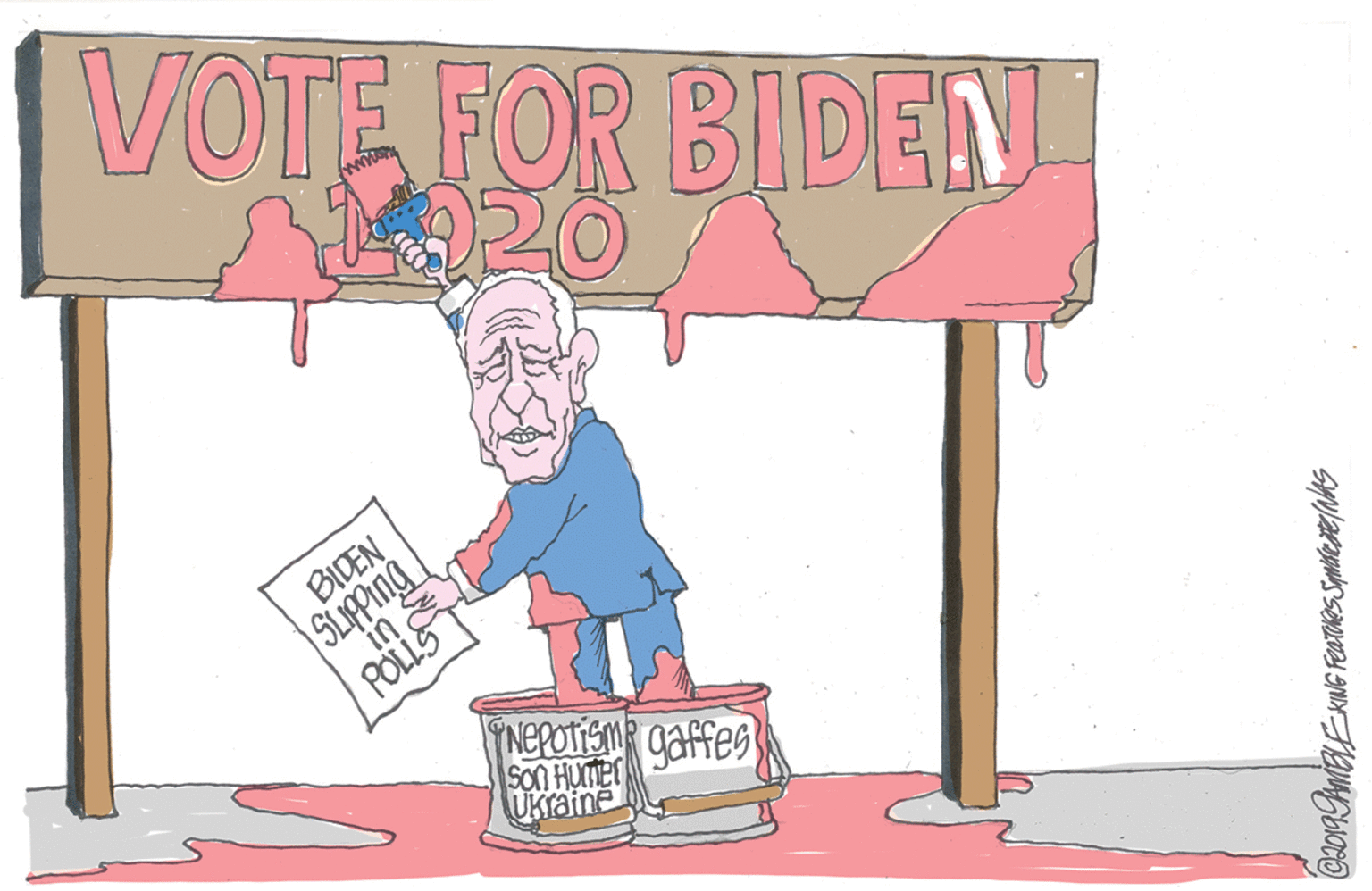 Fictional character OCR: VOTE FOR BIDEN SLIPPING in BIDEN POLLS TNEPOTE gaffes SON HUMEN UKraine VOTE FOR BIDEN SLIPPING in BIDEN POLLS TNEPOTE gaffes SON HUMEN UKraine