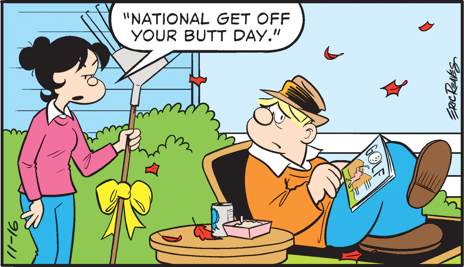 Tableware OCR: "NATIONAL GET OFF YOUR BUTT DAY." 9/-11 "NATIONAL GET OFF YOUR BUTT DAY." 9/-11