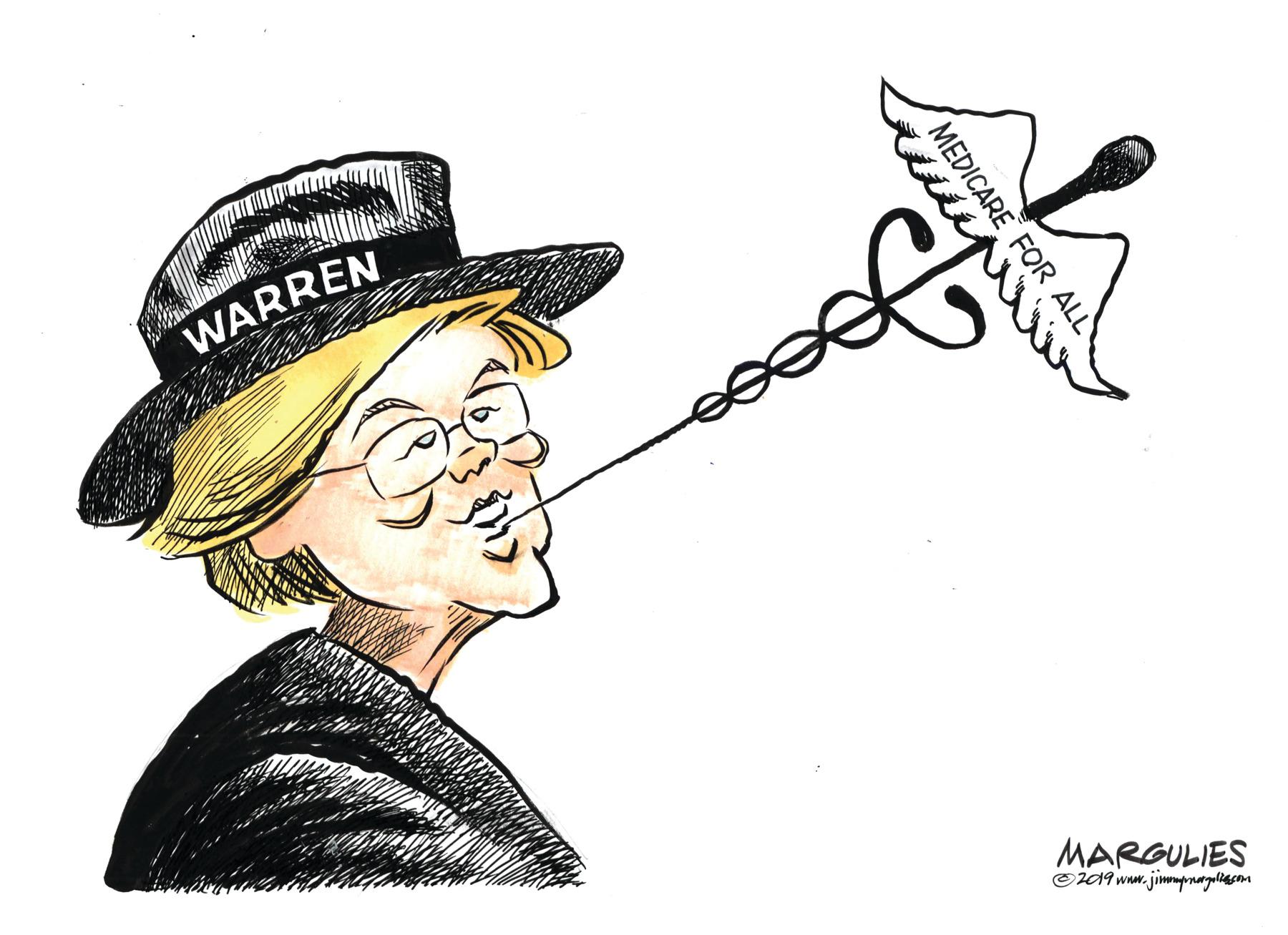 Drawing OCR: WARREN MARGULIES O2019 wnw. jimmpnargaliasom MEDICARE FOR ALL WARREN MARGULIES O2019 wnw. jimmpnargaliasom MEDICARE FOR ALL