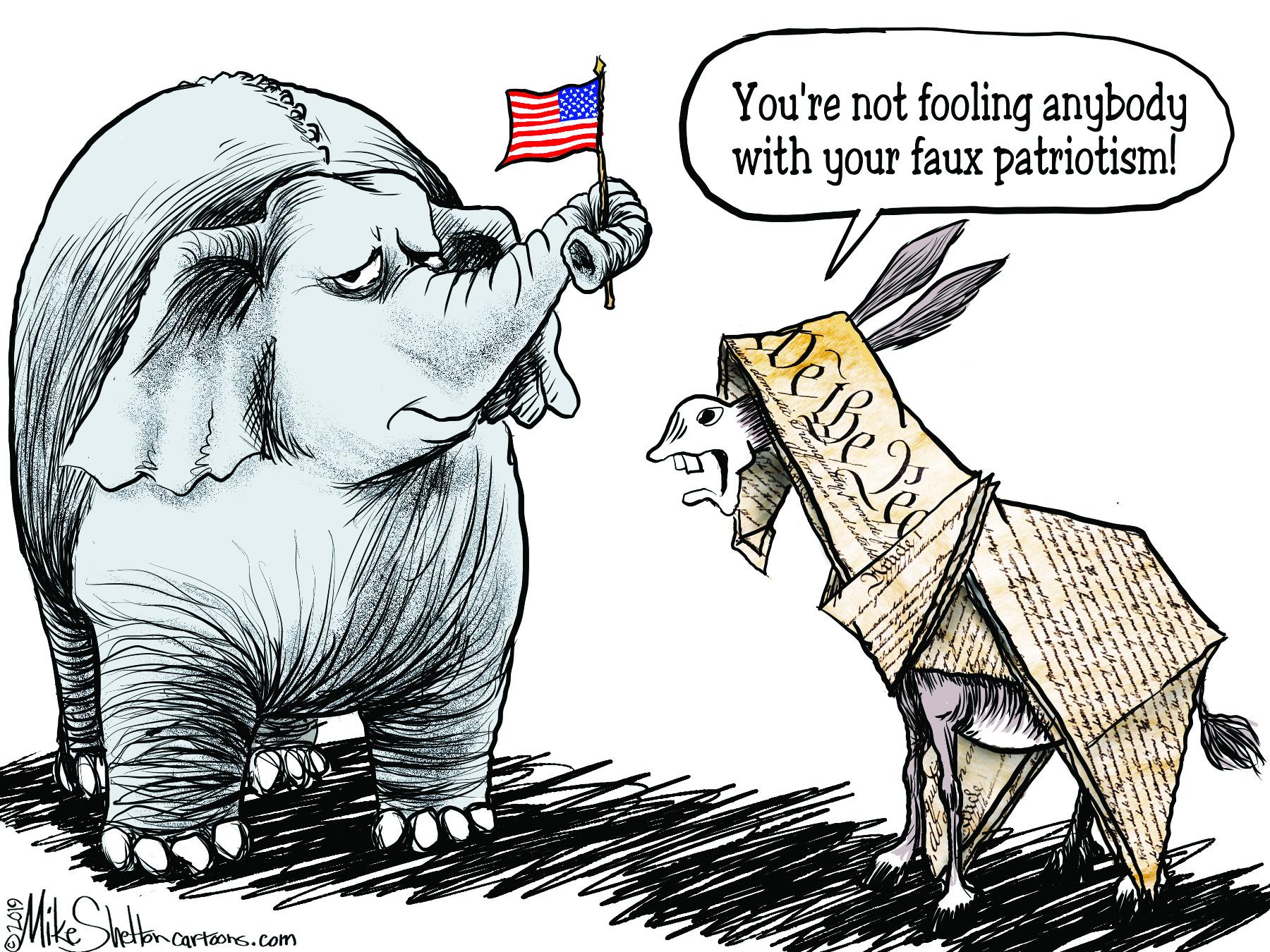 Art OCR: You're not fooling anybody with your faux patriotism! veton cartoons.com You're not fooling anybody with your faux patriotism! veton cartoons.com