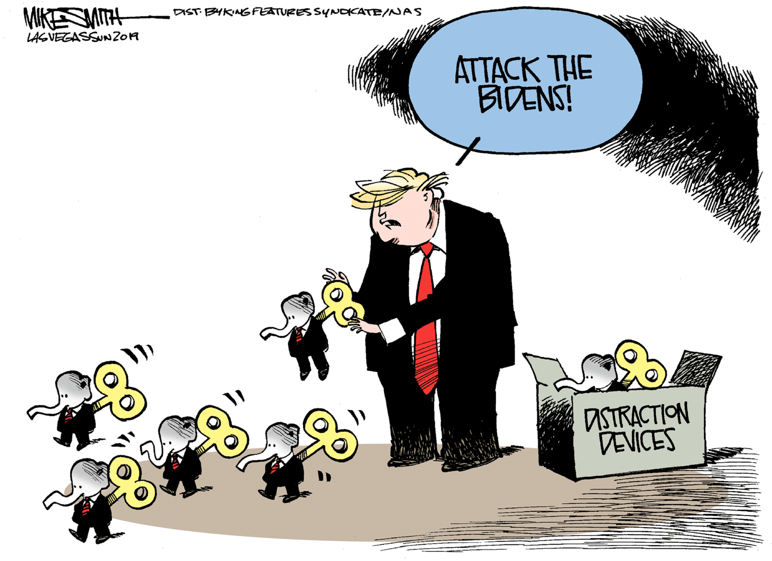 Pleased OCR: MIKESMITH DIST BYKINGFEATURESSYNOKATE/NAS LASVETASSNZOM ATTACK THE BIDENS! DSTRACTION DEVICES MIKESMITH DIST BYKINGFEATURESSYNOKATE/NAS LASVETASSNZOM ATTACK THE BIDENS! DSTRACTION DEVICES