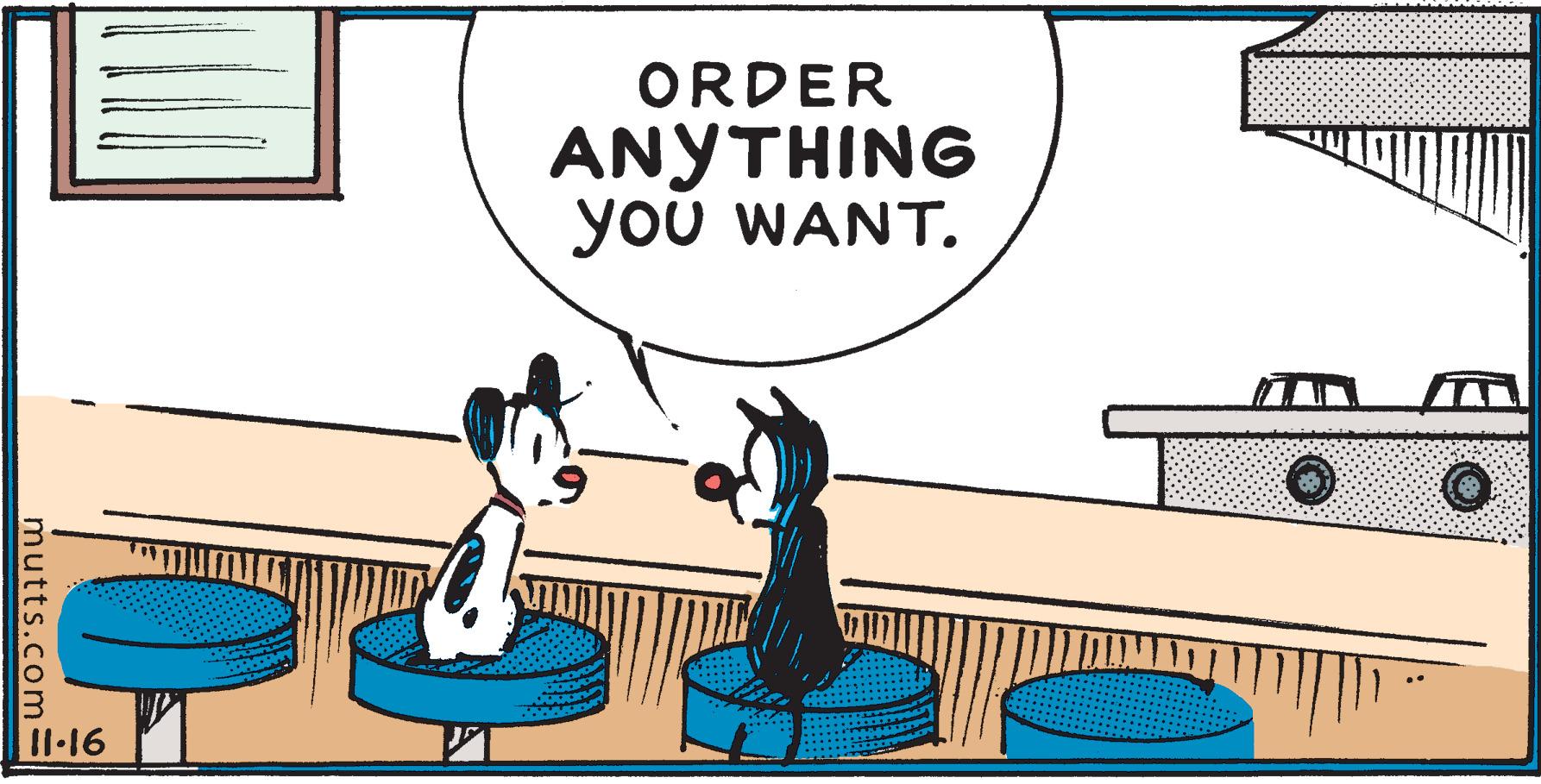 Drawing OCR: ORDER ANYTHING you WANT. II.16 mutts.com- ORDER ANYTHING you WANT. II.16 mutts.com-
