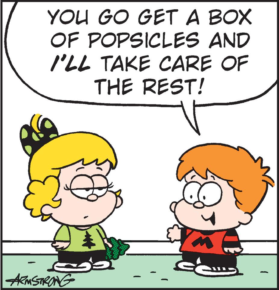 Illustration OCR: YOU GO GET A BOX OF POPSICLES AND I'LL TAKE CARE OF THE REST! AKMSTRONG YOU GO GET A BOX OF POPSICLES AND I'LL TAKE CARE OF THE REST! AKMSTRONG