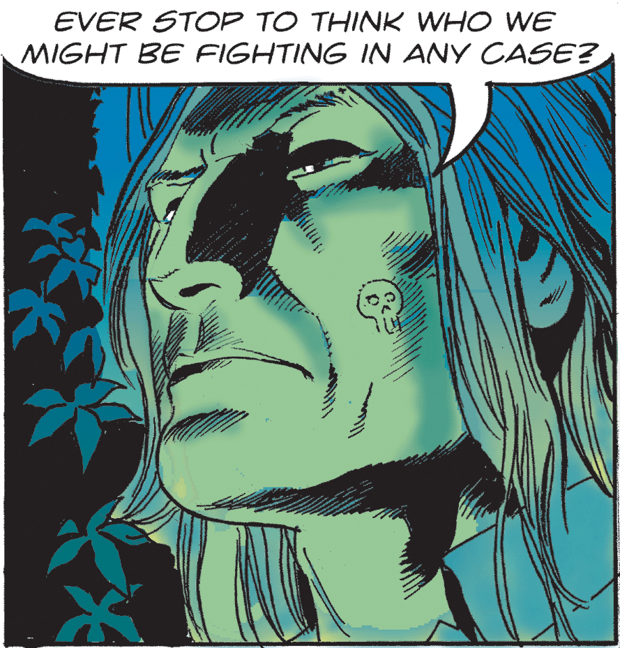 Painting OCR: EVER STOP TO THINK WHO WE MIGHT BE FIGHTING IN ANY CASE? EVER STOP TO THINK WHO WE MIGHT BE FIGHTING IN ANY CASE?