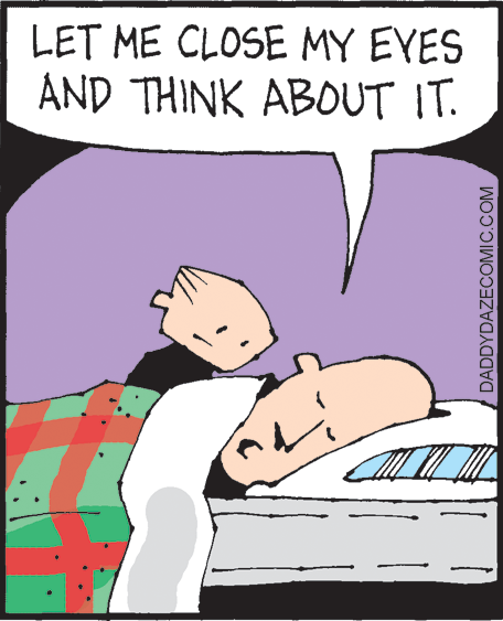 Comic book OCR: LET ME CLOSE MY EYES AND THINK ABOUT IT. DADDYDAZECOMIC.COM LET ME CLOSE MY EYES AND THINK ABOUT IT. DADDYDAZECOMIC.COM