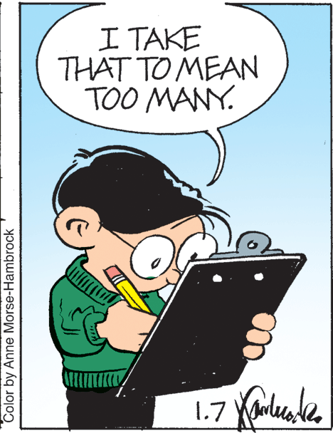 Illustration OCR: I TAKE THAT TO MEAN TOO MANY. 1.7 Color by Anne Morse-Hambrock I TAKE THAT TO MEAN TOO MANY. 1.7 Color by Anne Morse-Hambrock