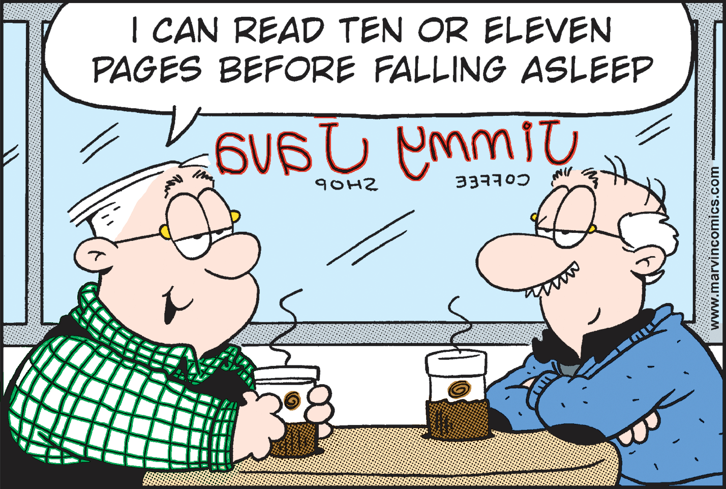 Line OCR: I CAN READ TEN OR ELEVEN PAGES BEFORE FALLING ASLEEP 90H2 33770) www.marvincomics.com I CAN READ TEN OR ELEVEN PAGES BEFORE FALLING ASLEEP 90H2 33770) www.marvincomics.com