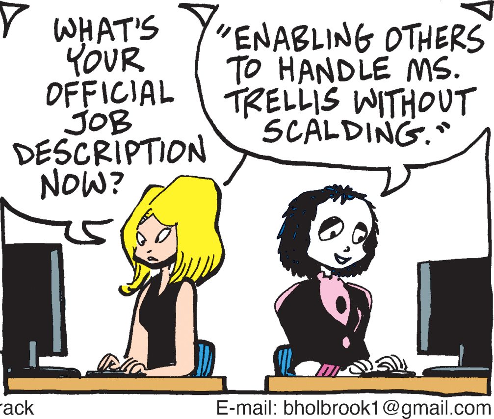 Line OCR: Y WHAT'S YOUR OFFICIAL JOB DESCRIPTION NOW? "ENABLING OTHERS TO HANDLE Ms. TRELLIS WITHOUT SCALDING. rack E-mail: bholbrook1@gmail.com Y WHAT'S YOUR OFFICIAL JOB DESCRIPTION NOW? "ENABLING OTHERS TO HANDLE Ms. TRELLIS WITHOUT SCALDING. rack E-mail: bholbrook1@gmail.com
