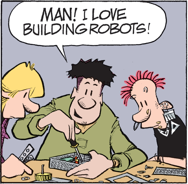 Comic book OCR: MAN! I LOVE BUILDINGROBOTS! 0000000 ? ??? MAN! I LOVE BUILDINGROBOTS! 0000000 ? ???