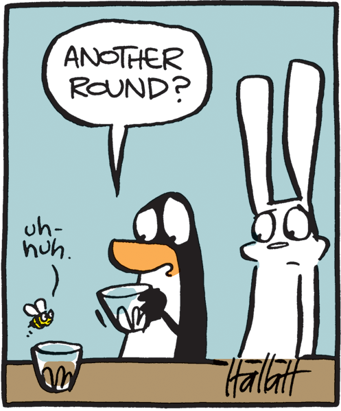 Comics OCR: ANOTHER ROUND? uh- huh. Hallaf ANOTHER ROUND? uh- huh. Hallaf