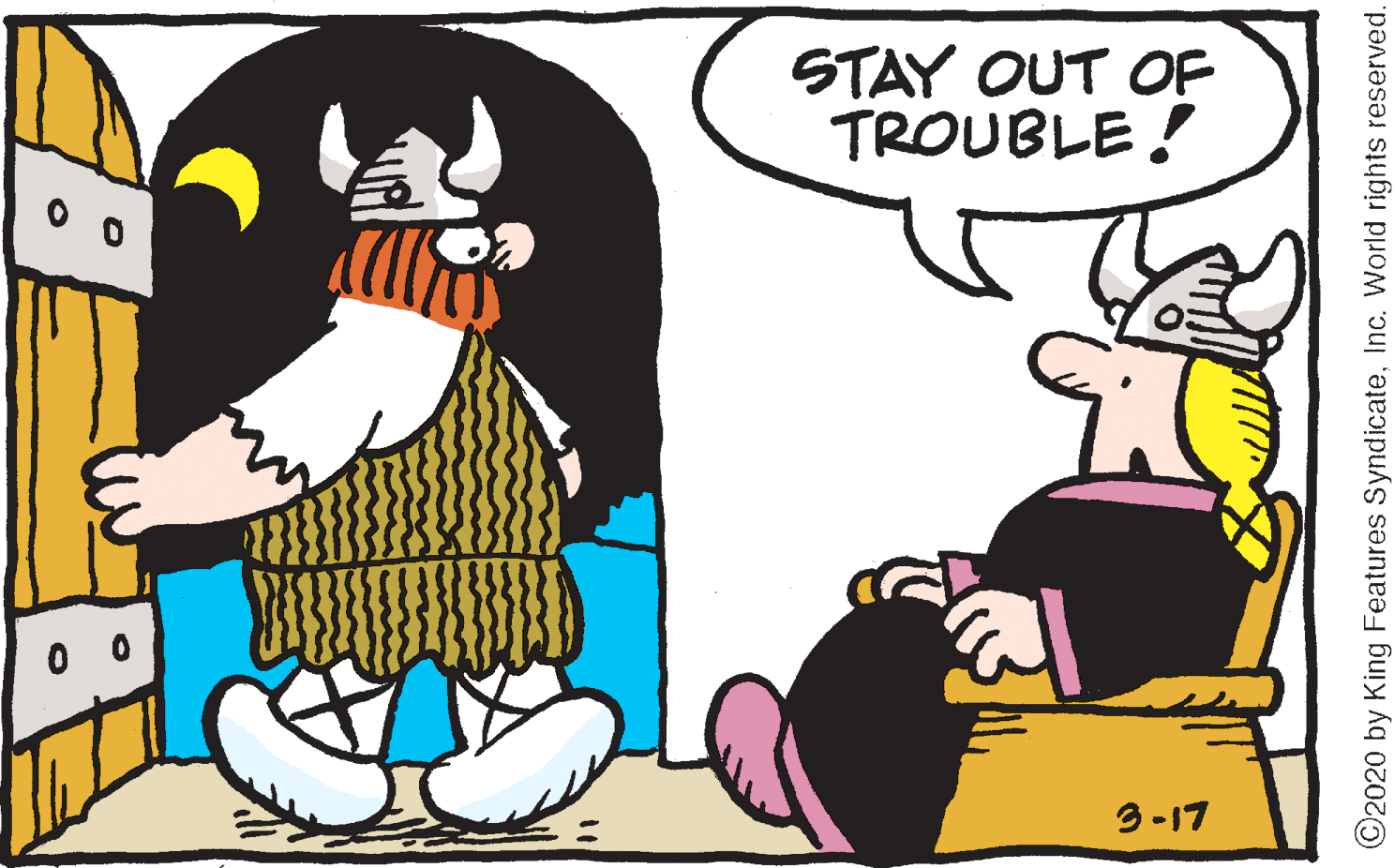 Animated cartoon OCR: STAY OUT OF TROUBLE ! 3-17 ©2020 by King Features SyndicateInc. World rights reserved. STAY OUT OF TROUBLE ! 3-17 ©2020 by King Features SyndicateInc. World rights reserved.
