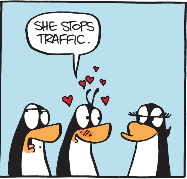 Photo caption OCR: SHE STOPS TRAFFIC. SHE STOPS TRAFFIC.
