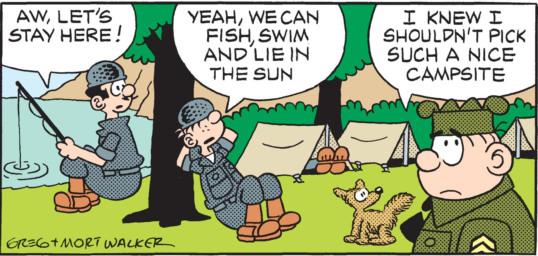 Happy OCR: AWLET'S STAY HERE! YEAHWE CAN FISHSWIM AND LIE IN THE SUN I KNEW I SHOULDN'T PICK SUCH A NICE CAMPSITE GRE6+MORT WALKER AWLET'S STAY HERE! YEAHWE CAN FISHSWIM AND LIE IN THE SUN I KNEW I SHOULDN'T PICK SUCH A NICE CAMPSITE GRE6+MORT WALKER