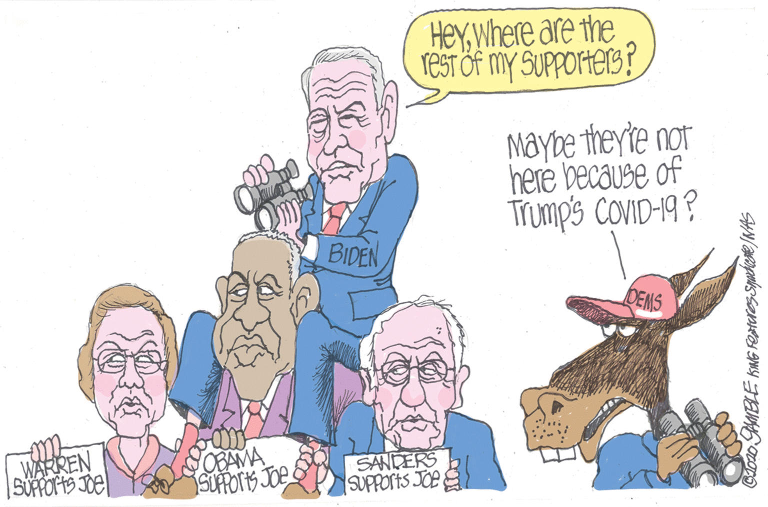 Comics OCR: HeyWhere are the reST öf my SUPPOPHERS? Maybe theyre not here because of Trumps COVID-19? BIDEN DEMS WARREN SOPPOTS JOE OBAMA SUPPOTS JOe SANDERS SUPPOFTS JOB HeyWhere are the reST öf my SUPPOPHERS? Maybe theyre not here because of Trumps COVID-19? BIDEN DEMS WARREN SOPPOTS JOE OBAMA SUPPOTS JOe SANDERS SUPPOFTS JOB