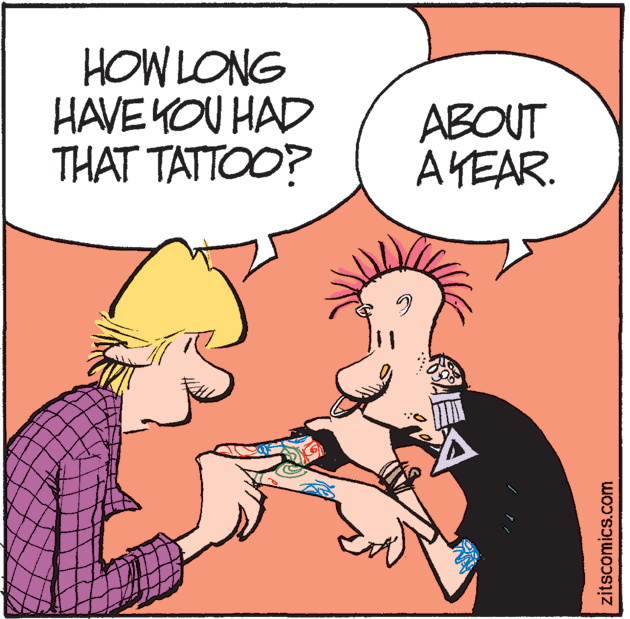 Comic book OCR: HOW LONG HAVE KOU HAD THAT TATTOO? ABOUT AYEAR. zitscomics.com HOW LONG HAVE KOU HAD THAT TATTOO? ABOUT AYEAR. zitscomics.com