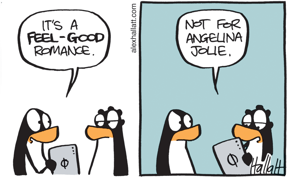 Fictional character OCR: IT'S A FEEL-GOOD ROMANCE. N ? ANGELUNA JOLIEHallaH alexhallatt.com IT'S A FEEL-GOOD ROMANCE. N ? ANGELUNA JOLIEHallaH alexhallatt.com