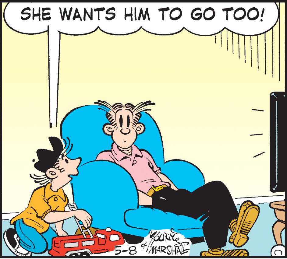Illustration OCR: SHE WANTS HIM TO GO TOO! 5-8 MARSHAL SHE WANTS HIM TO GO TOO! 5-8 MARSHAL