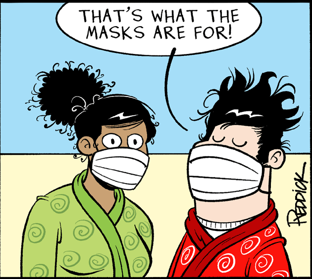 Humour OCR: THAT'S WHAT THE MASKS ARE FOR! THAT'S WHAT THE MASKS ARE FOR!