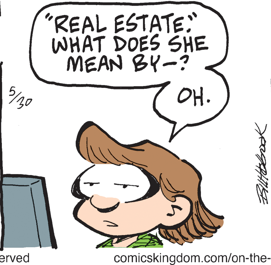 Organism OCR: "REAL ESTATE WHAT DOES SHE MEAN BY-? OH. 5/20 erved comicskingdom.com/on-the- "REAL ESTATE WHAT DOES SHE MEAN BY-? OH. 5/20 erved comicskingdom.com/on-the-