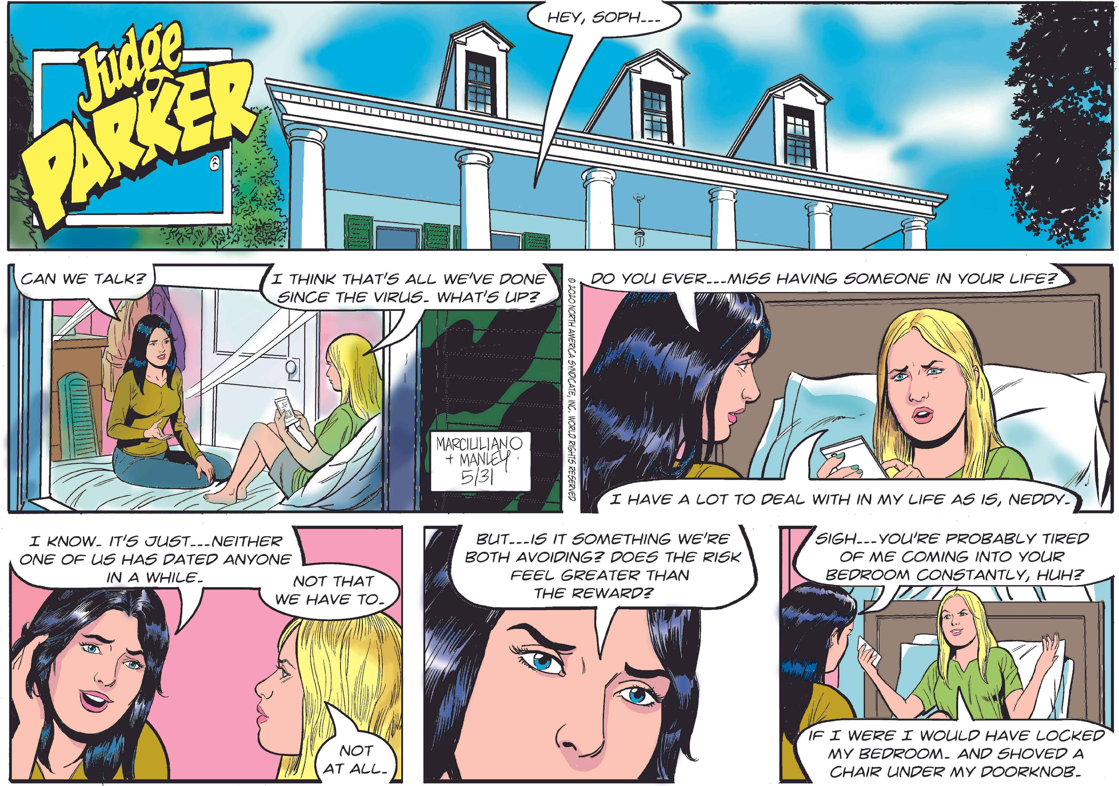 Pink Faces (3) OCR: HEYSOPH... PARKER CAN WE TALK? I THINK THAT'S ALL WE'VE DONE SINCE THE VIRUS. WHAT'S UP? DO YOU EVER...MISS HAVING SOMEONE IN YOUR LIFE? MARCILILIANO + MANLEY 5/31 I HAVE A LOT TO DEAL WITH IN MY LIFE AS ISNEDDY. I KNOW. IT'S JUST...NEITHER ONE OF US HAS DATED ANYONE BUT..-IS IT SOMETHING WE'RE SIGH..-YOU'RE PROBABLY TIRED BOTH AVOIDING? DOES THE RISK OF ME CONMING INTO YOUR IN A WHILE. NOT THAT WE HAVE TO. FEEL GREATER THAN BEDROOM CONSTANTLYHUH? THE REWARD? IF I WERE I WOULD HAVE LOCKED NOT AT ALL. MY BEDROOM. AND SHOVED A CHAIR UNDER MY DOORKNOB. HEYSOPH... PARKER CAN WE TALK? I THINK THAT'S ALL WE'VE DONE SINCE THE VIRUS. WHAT'S UP? DO YOU EVER...MISS HAVING SOMEONE IN YOUR LIFE? MARCILILIANO + MANLEY 5/31 I HAVE A LOT TO DEAL WITH IN MY LIFE AS ISNEDDY. I KNOW. IT'S JUST...NEITHER ONE OF US HAS DATED ANYONE BUT..-IS IT SOMETHING WE'RE SIGH..-YOU'RE PROBABLY TIRED BOTH AVOIDING? DOES THE RISK OF ME CONMING INTO YOUR IN A WHILE. NOT THAT WE HAVE TO. FEEL GREATER THAN BEDROOM CONSTANTLYHUH? THE REWARD? IF I WERE I WOULD HAVE LOCKED NOT AT ALL. MY BEDROOM. AND SHOVED A CHAIR UNDER MY DOORKNOB.