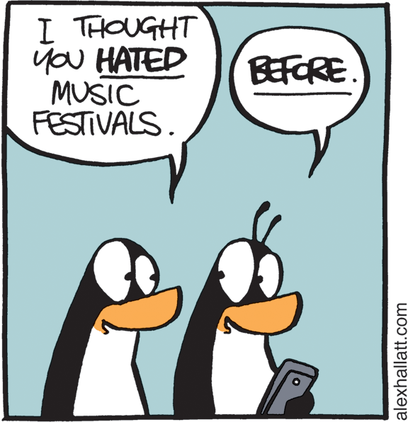Fictional character OCR: I THOUGHT yoU HATED MUSIC FESTIVALS. ??????. alexhallatt.com I THOUGHT yoU HATED MUSIC FESTIVALS. ??????. alexhallatt.com