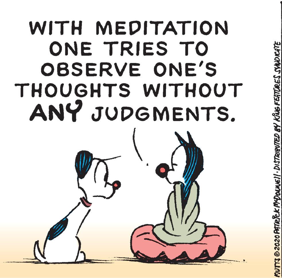 Art OCR: WITH MEDITATION ONE TRIES TO OBSERVE ONE'S THOUGHTS WITHOUT ANY JUDGMENTS. MUTTSO 2020 PATRlckmDONNEll DISTRIBUTED BY KING FEATORES SYNDICATE WITH MEDITATION ONE TRIES TO OBSERVE ONE'S THOUGHTS WITHOUT ANY JUDGMENTS. MUTTSO 2020 PATRlckmDONNEll DISTRIBUTED BY KING FEATORES SYNDICATE