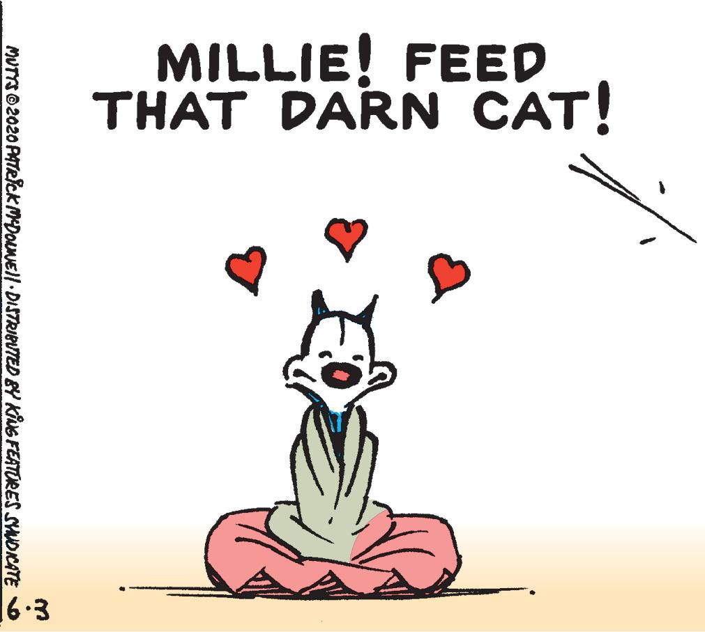 Art OCR: MILLIE! FEED THAT DARN CAT! 6.3 MUTYS O2020 PATRick MDOUNEll DISTRIBUTED BY KiuG FEATÜRES SYNDICATE D MILLIE! FEED THAT DARN CAT! 6.3 MUTYS O2020 PATRick MDOUNEll DISTRIBUTED BY KiuG FEATÜRES SYNDICATE D