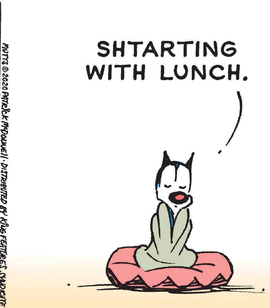 Fictional character OCR: SHTARTING WITH LUNCH. AA MUTTS 2020 P4TRICK MDOuNEll.DISTRIBUTED B KNG FEATURES SARKATE SHTARTING WITH LUNCH. AA MUTTS 2020 P4TRICK MDOuNEll.DISTRIBUTED B KNG FEATURES SARKATE