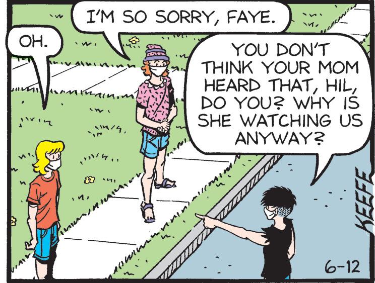 Rectangle OCR: I'M SO SORRYFAYE. OH. YOU DON'T THINK YOUR MOM HEARD THATDO YOU? WHY IŠ SHE WATCHING US ANYWAY? ?/ ?? ?4 6-12 I'M SO SORRYFAYE. OH. YOU DON'T THINK YOUR MOM HEARD THATDO YOU? WHY IŠ SHE WATCHING US ANYWAY? ?/ ?? ?4 6-12