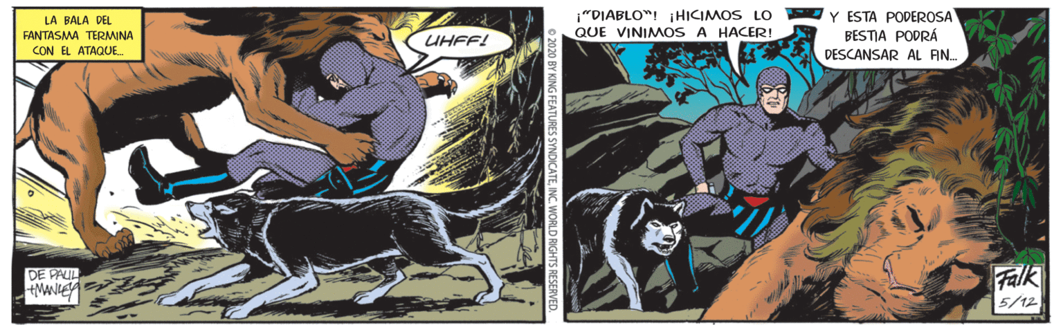 Fictional character OCR: i"DIABLO"! ¡HICIMOS LO QUE VINIMMOS A HACER! Y ESTA PODEROSA BESTIA PODRÁ LA BALA DEL FANTASMA TERMINA UHFF! CON EL ATAQUE DESCANSAR AL AN. DE PAUL MANLE Falk 5/12 i"DIABLO"! ¡HICIMOS LO QUE VINIMMOS A HACER! Y ESTA PODEROSA BESTIA PODRÁ LA BALA DEL FANTASMA TERMINA UHFF! CON EL ATAQUE DESCANSAR AL AN. DE PAUL MANLE Falk 5/12