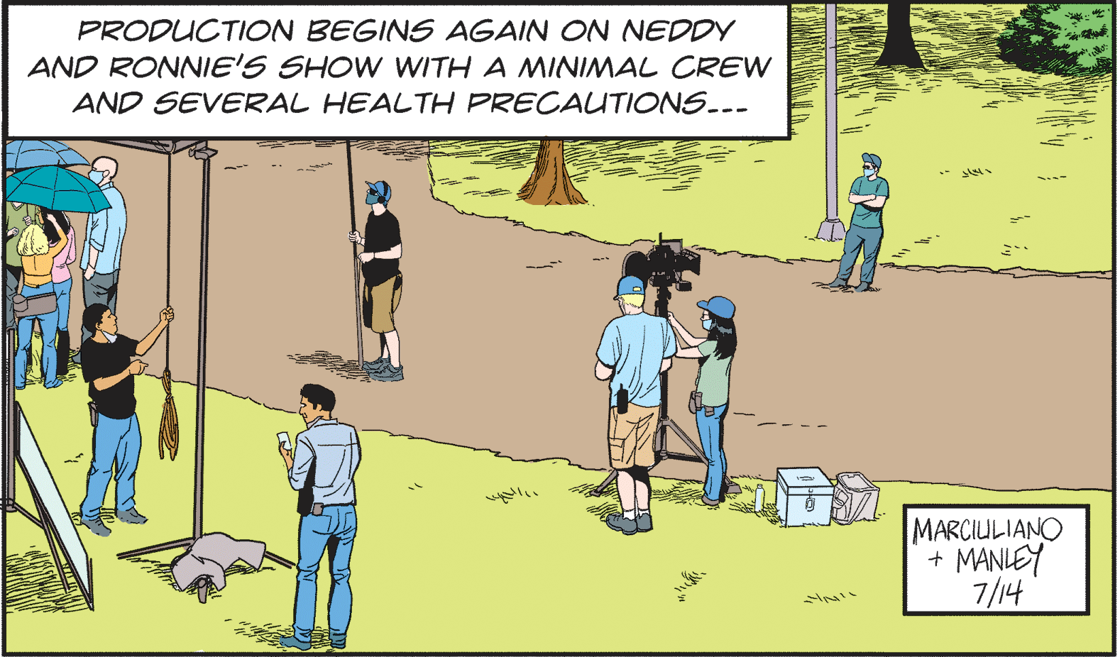 Parallel OCR: PRODUCTION BEGINS AGAIN ON NEDDY AND RONNIE'S SHOW WITH A MINIMAL CREW AND SEVERAL HEALTH PRECAUTIONS..- MARCIULIANO + MANLEY 7/14 PRODUCTION BEGINS AGAIN ON NEDDY AND RONNIE'S SHOW WITH A MINIMAL CREW AND SEVERAL HEALTH PRECAUTIONS..- MARCIULIANO + MANLEY 7/14