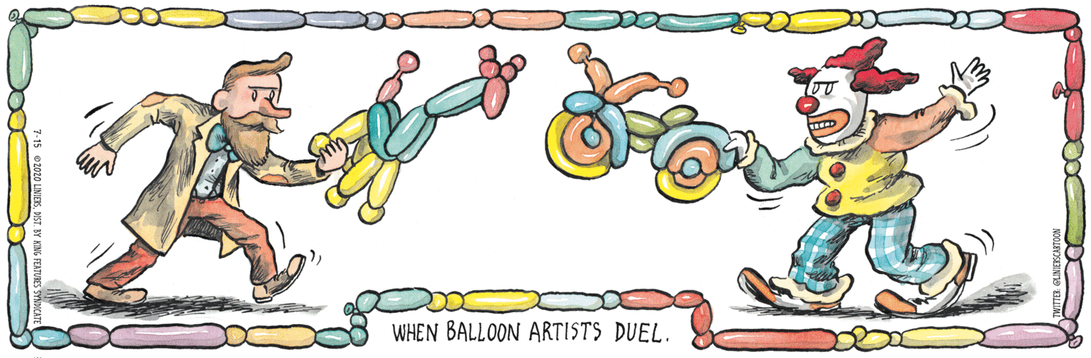 Painting OCR: WHEN BALLOON ARTISTS DUEL. WHEN BALLOON ARTISTS DUEL.
