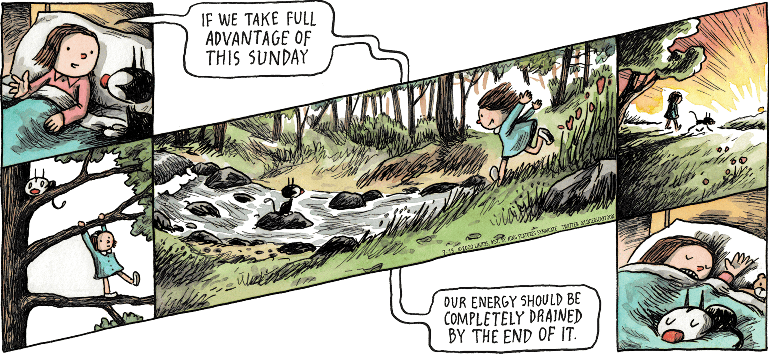 Humour OCR: IF WE TAKE FULL ADVANTAGE OF THIS SUNDAY MACANUDO asy OUR ENERGY SHOULD BE COMPLETELY DRAINED BY THE END OF IT. IF WE TAKE FULL ADVANTAGE OF THIS SUNDAY MACANUDO asy OUR ENERGY SHOULD BE COMPLETELY DRAINED BY THE END OF IT.